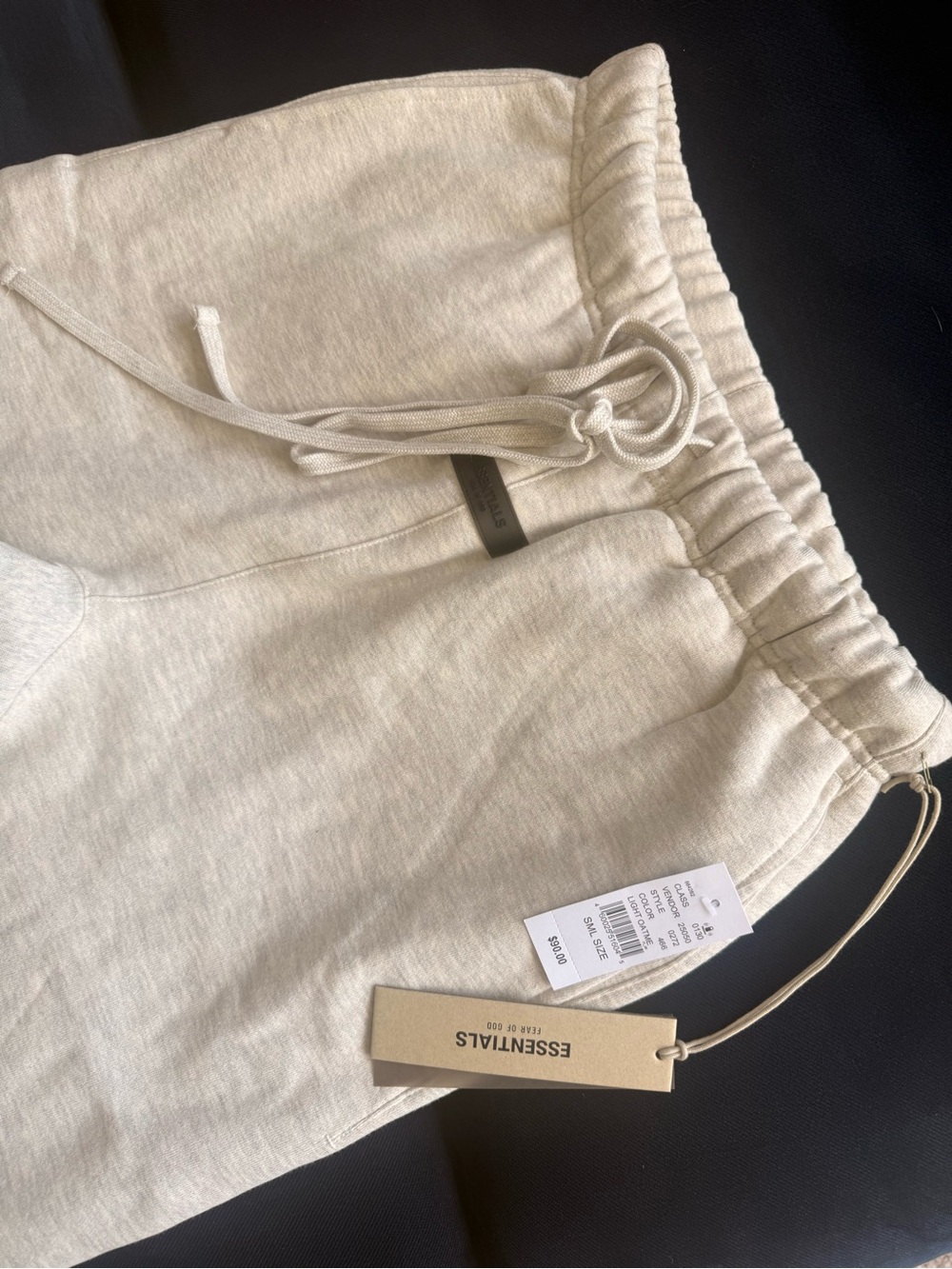 Essentials Fear of God Men's Light Oatmeal Fleece Cotton Drawstring Sz Small